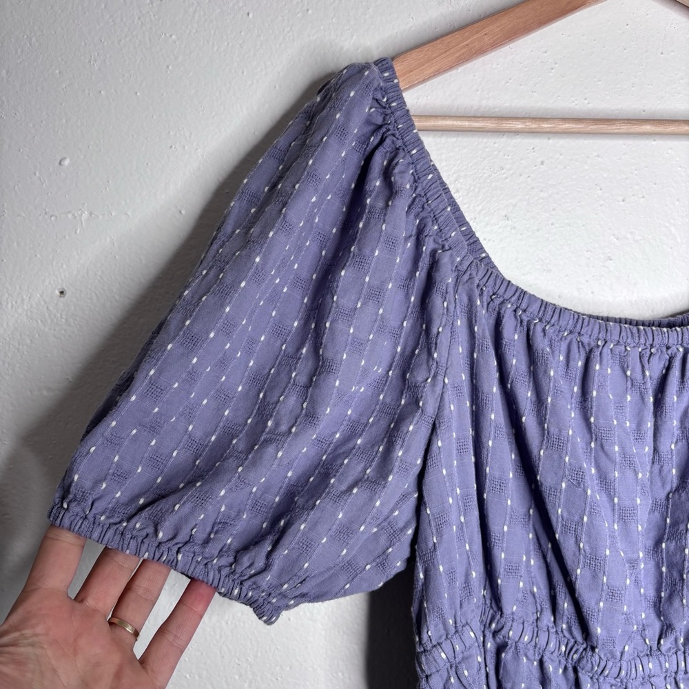Madewell Smocked Waist Crop Top Lavender Size L EUC - Picture 5 of 9